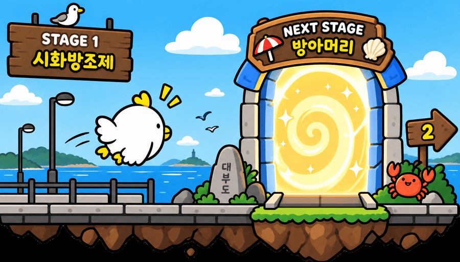 헬로버드 — 시화방조제에서 방아머리로 향하는 포탈 장면